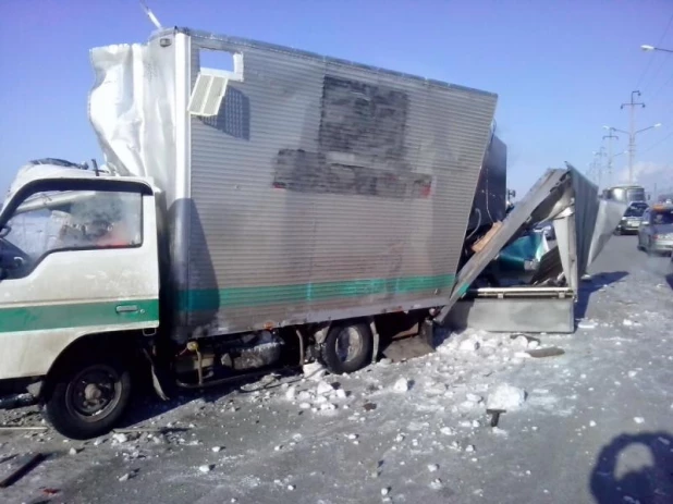 Под Бердском в ДТП попал фургон с лошадью.