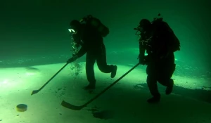 Соревнования по подледному хоккею.