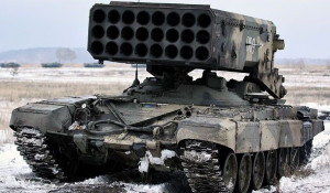 "Буратино" - тяжёлая огнемётная система (ТОС-1) залпового огня на базе танка Т-72. Модификация ТОС-1А носит название "Солнцепёк".