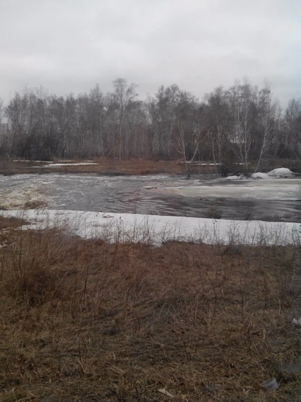 Талые воды размыли трассу у Камня-на-Оби.