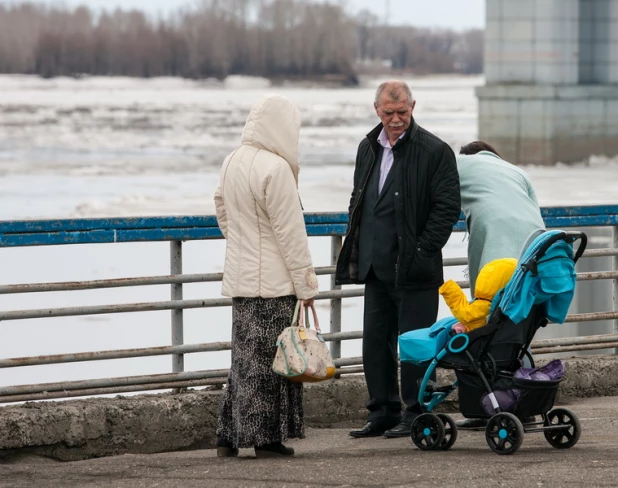 На Оби у Барнаула начался ледоход. 15 апреля 2015 года.