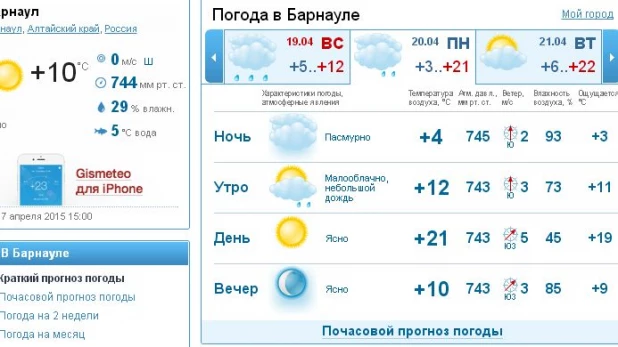 В Барнауле обещают +20.