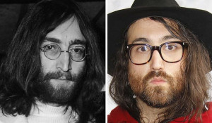 Джон Леннон (The Beatles) и его сын Шон.