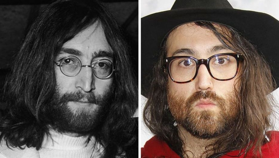 Джон Леннон (The Beatles) и его сын Шон.