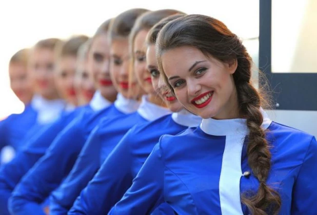 Grid Girls на этапе Формулы 1 в Сочи.