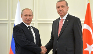 Президенты России и Турции Владимир Путин и Реджеп Тайип Эрдоган.