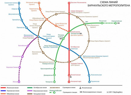 Схема барнаульского метрополитена.