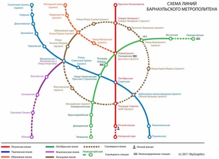 Схема барнаульского метрополитена.