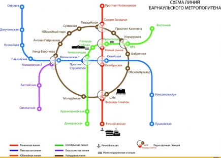 Схема барнаульского метрополитена.