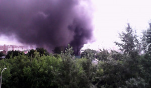 Пожар на новосибирском складе химической продукции.