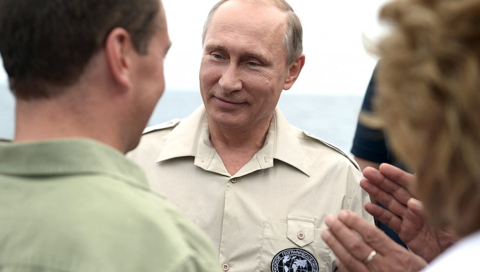 Владимир Путин после путешествия на батискафе.