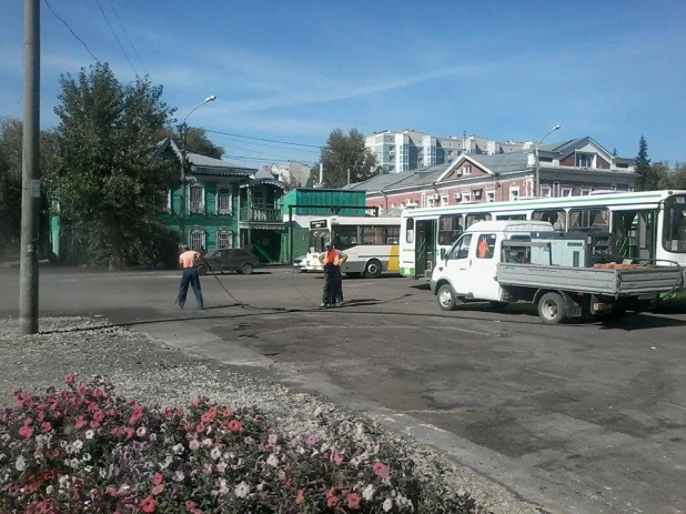 Ремонт на пл.Спартака и ул. Пушкина в Барнауле.