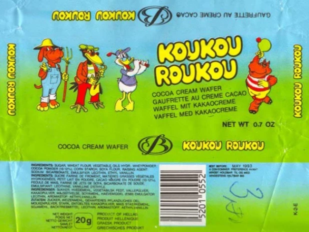 Вафли Koukou Roukou. Эти крохотные вкусные вафли сопровождались невиданной роскошью — наклейкой.