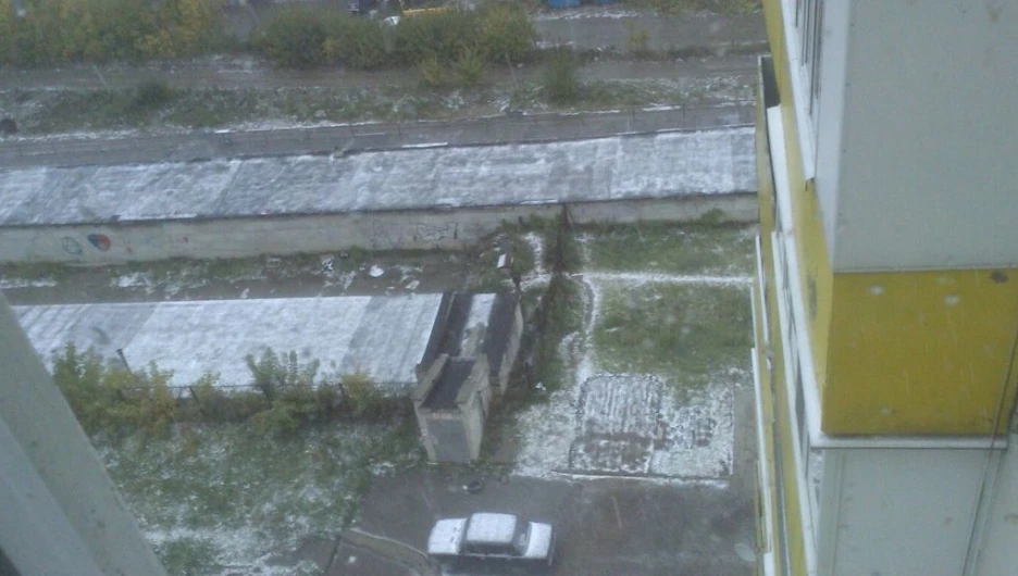 В Барнауле выпал первый снег.
