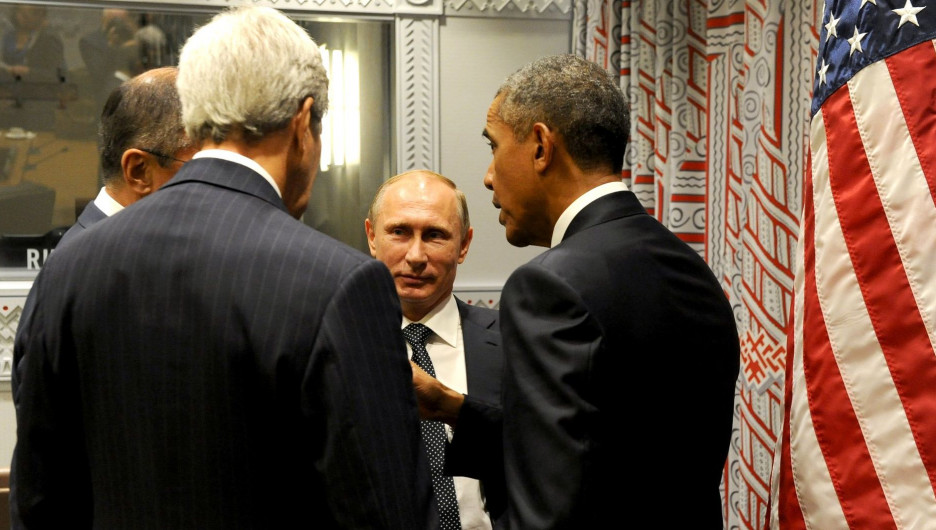 Сергей Лавров, Владимир Путин, Барак Обама и Джон Керри.