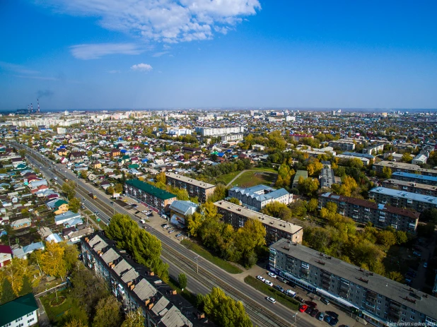 Осенний Барнаул с высоты птичьего полета.