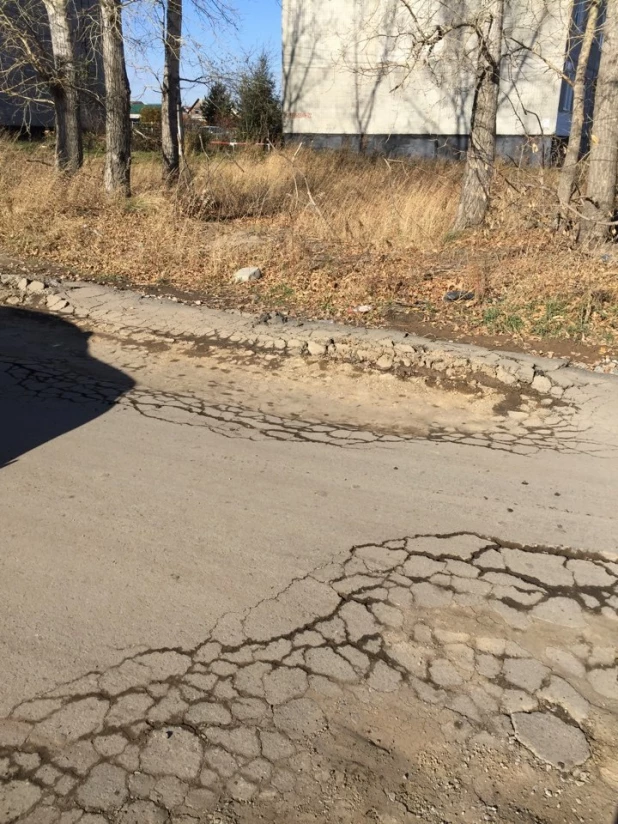 В пригороде Барнаула раскрошился недавно уложенный асфальт.