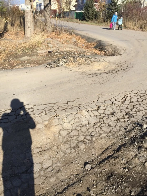 В пригороде Барнаула раскрошился недавно уложенный асфальт.