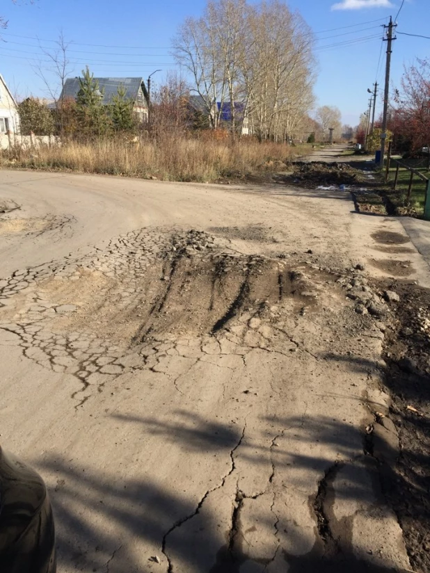 В пригороде Барнаула раскрошился недавно уложенный асфальт.