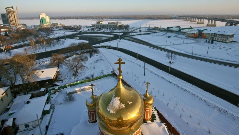 Вид на зимний Барнаул.