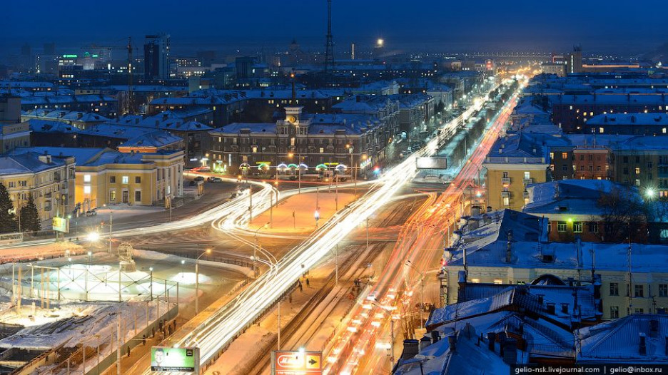 Зимний Барнаул. Площадь Октября.