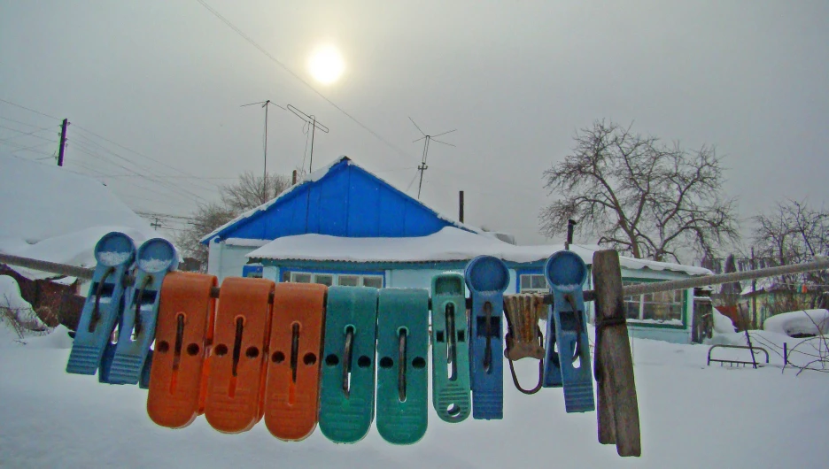 Зима на Алтае. Частный сектор.
