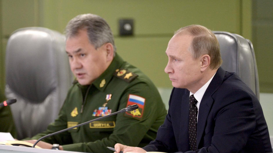 Шойгу и Путин на совещание о действиях ВС России в Сирии.