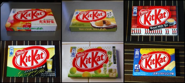 Разнообразие батончиков Kit Kat.