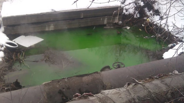 Зеленая вода в теплоцентрали.