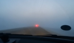 Туман на трассе в сторону Бийска.