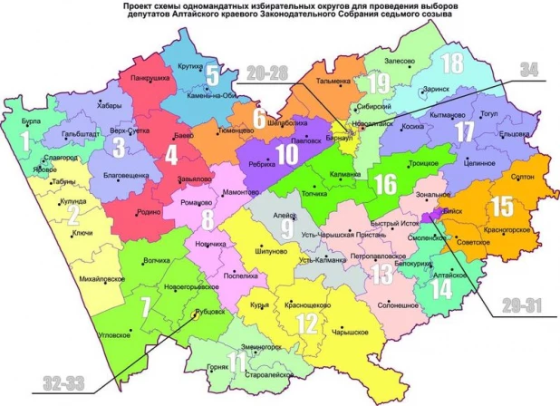 Карта новой нарезки избирательных округов в АКЗС.