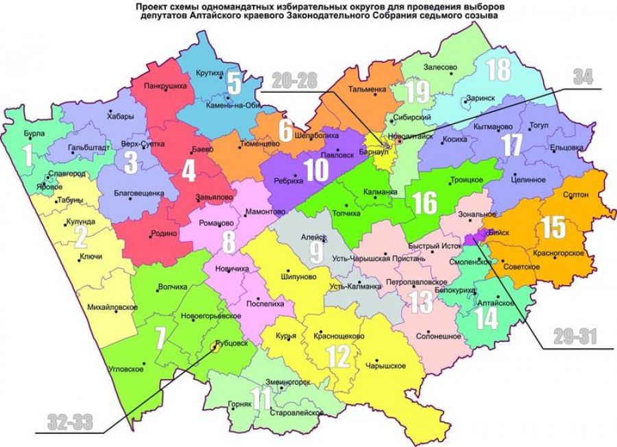 Карта новой нарезки избирательных округов в АКЗС.