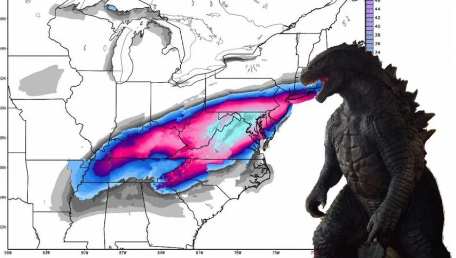 Американцы назвали снежную бурю Снегозиллой.