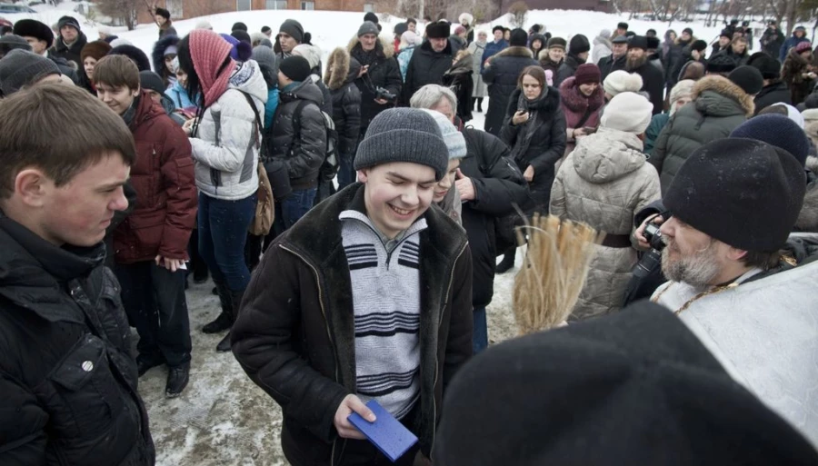 Освящение зачёток у АлтГТУ 25 января 2016 года.