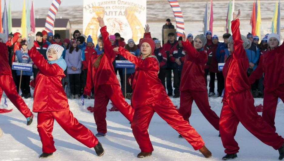 Открытие XXXI зимней олимпиады сельских спортсменов Алтая. 26 февраля 2016 года.