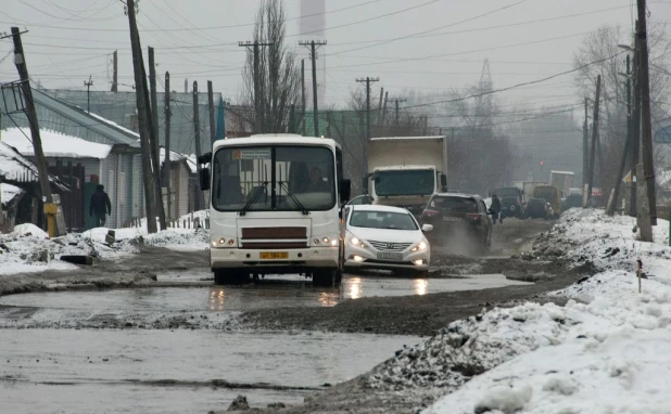 Улица Гоголя в Барнауле 1 марта 2016 года.