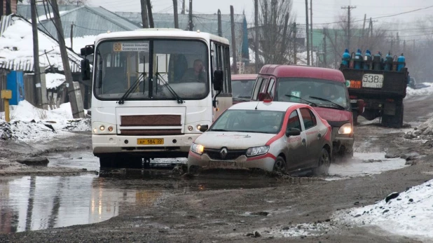 Улица Гоголя в Барнауле 1 марта 2016 года.