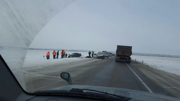 Лобовое ДТП на трассе Барнаул-Алейск.