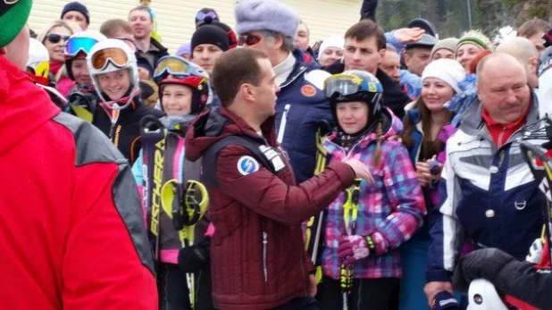 Дмитрий Медведев в Шерегеше 3 апреля 2016 года.