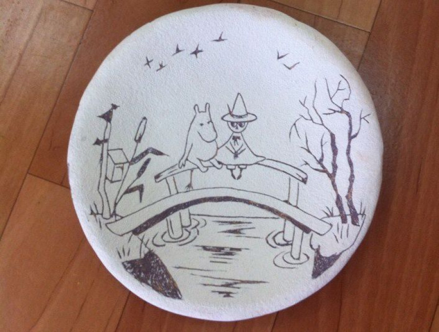 Декоративная тарелка с иллюстрацией «Муми-тролль и Снусмумрик».
