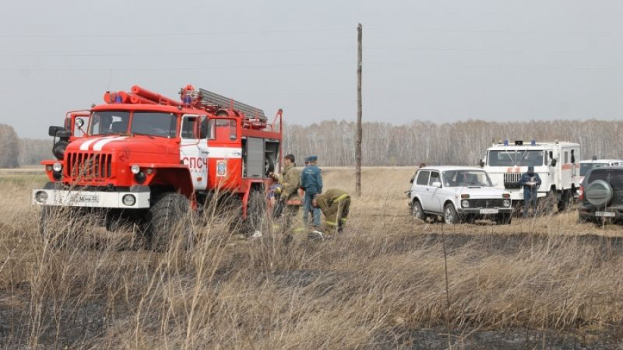 Алтайские огнеборцы тушат сельхозпалы.