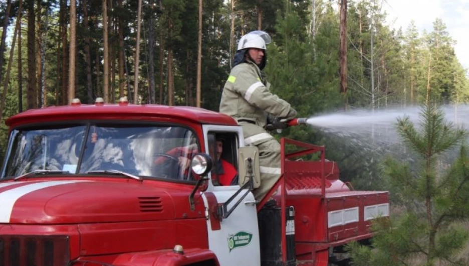 Тушение природного пожара, учения МЧС.