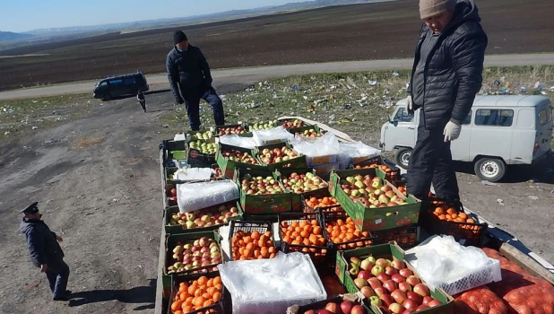 В Третьяковском районе раздавили сотни колограммов санкционных фруктов.