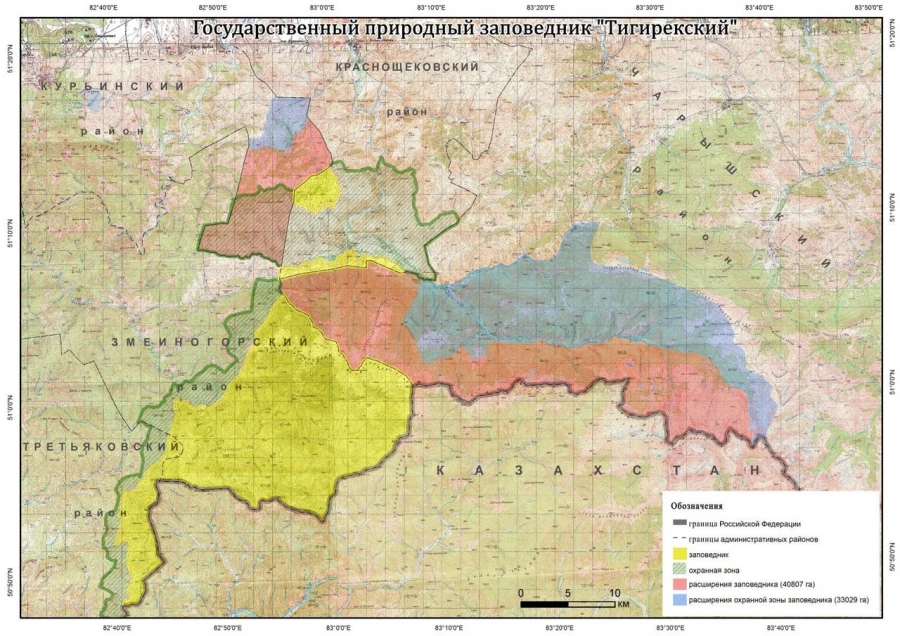 Карта Тигирекского заповедника.