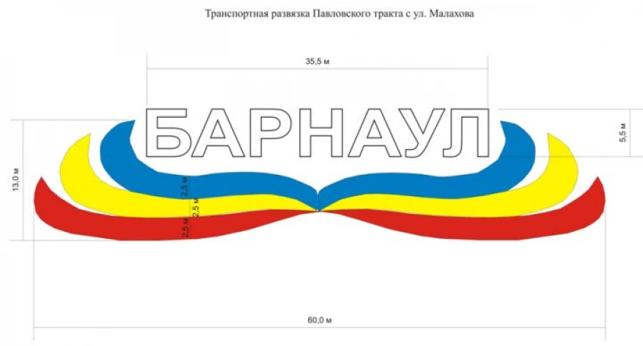 Схема клумбы и букв "Барнаул" на Павловском тракте.