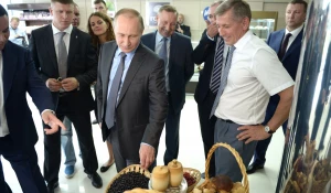 Владимир Путин смотрит на продукты.