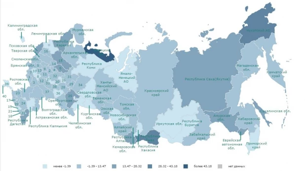 Карта роста преступности в России.