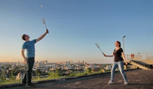 Барнаульцы на лестнице в Нагорном парке.