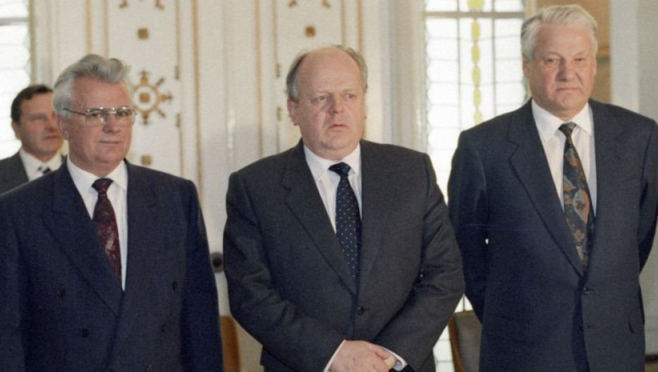 Леонид Кравчук, Станислав Шушкевич и Борис Ельцин.