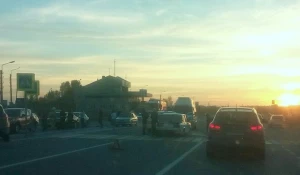 ДТП на Новом мосту в Барнауле.